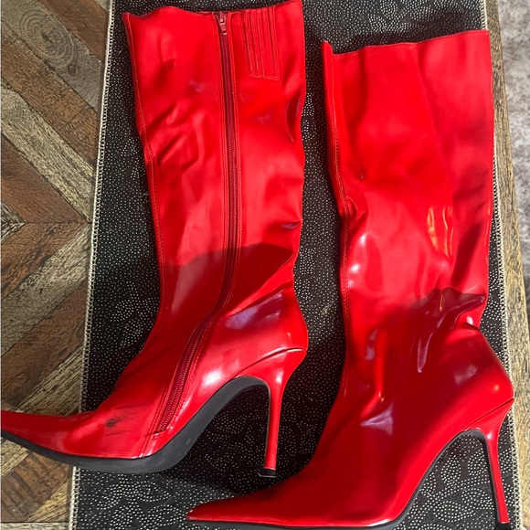 Jeffrey Campbell Red Over the Knee Boots - Picture 3 of 7